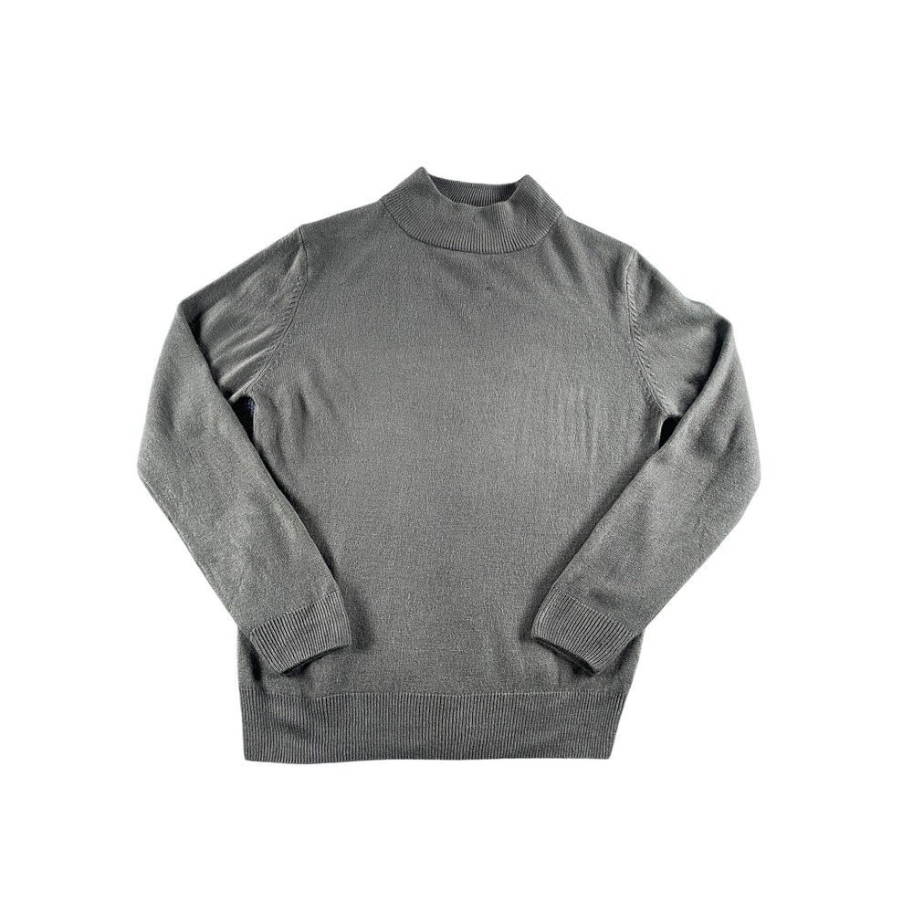 Sag Harbor Womens Mock Neck Sweater Olive Green Long Sleeve Knit Top Small